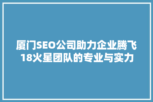 厦门SEO公司助力企业腾飞18火星团队的专业与实力