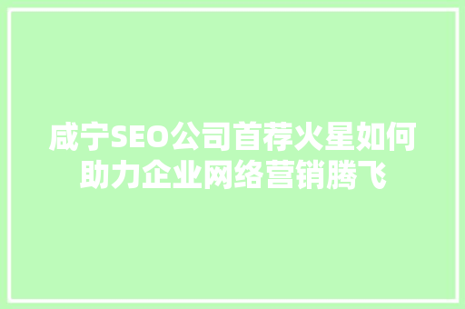 咸宁SEO公司首荐火星如何助力企业网络营销腾飞