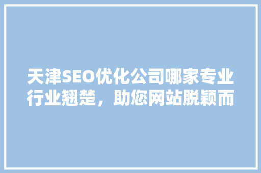 天津SEO优化公司哪家专业行业翘楚，助您网站脱颖而出