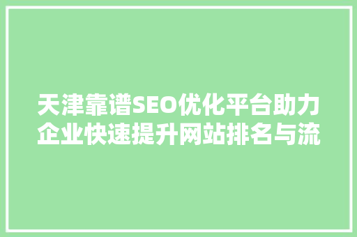 天津靠谱SEO优化平台助力企业快速提升网站排名与流量  第1张