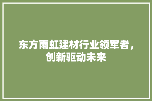 东方雨虹建材行业领军者，创新驱动未来