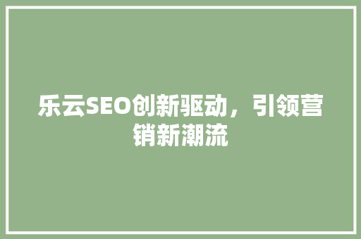 乐云SEO创新驱动，引领营销新潮流