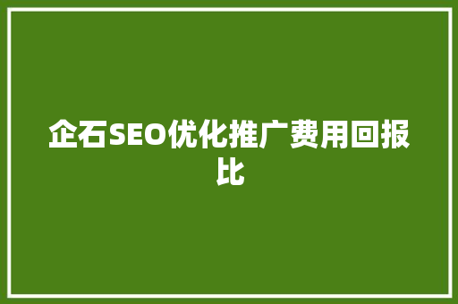 企石SEO优化推广费用回报比
