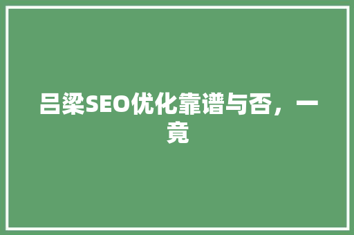 吕梁SEO优化靠谱与否，一竟