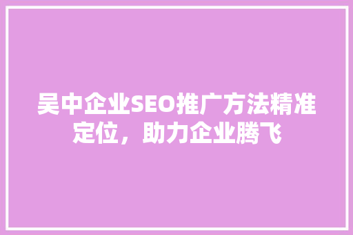 吴中企业SEO推广方法精准定位，助力企业腾飞  第1张