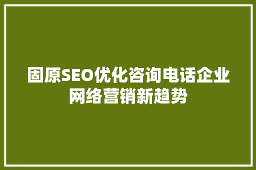 固原SEO优化咨询电话企业网络营销新趋势