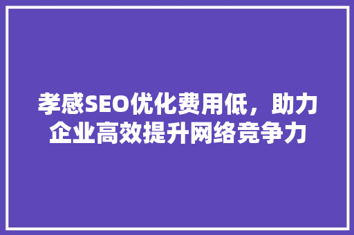 孝感SEO优化费用低，助力企业高效提升网络竞争力