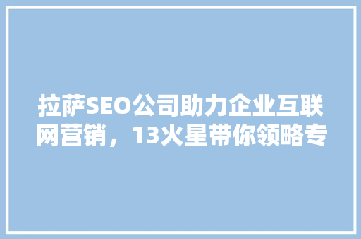 拉萨SEO公司助力企业互联网营销，13火星带你领略专业服务魅力