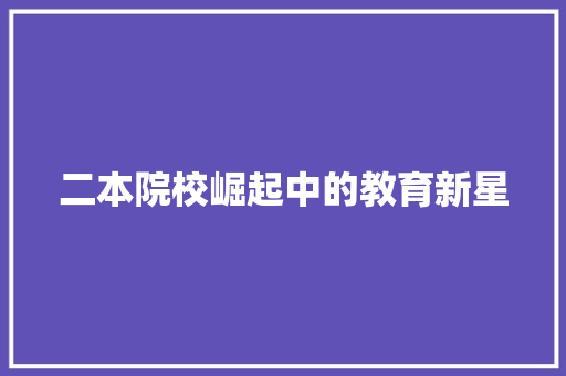 二本院校崛起中的教育新星