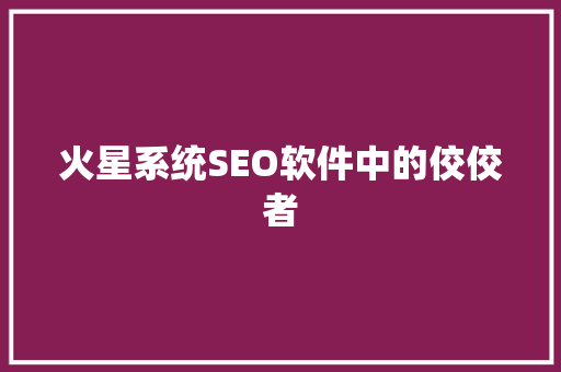 火星系统SEO软件中的佼佼者