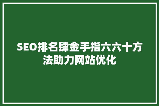 SEO排名肆金手指六六十方法助力网站优化