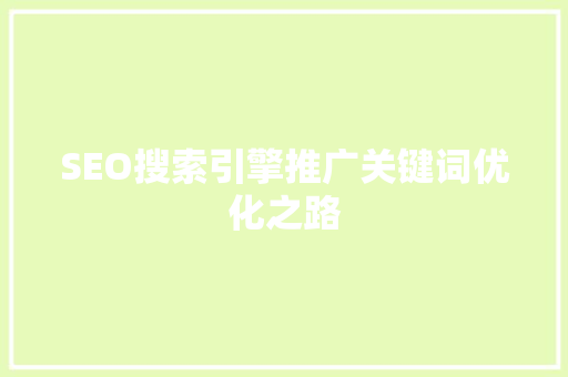 SEO搜索引擎推广关键词优化之路