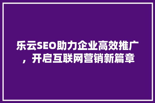 乐云SEO助力企业高效推广，开启互联网营销新篇章  第1张