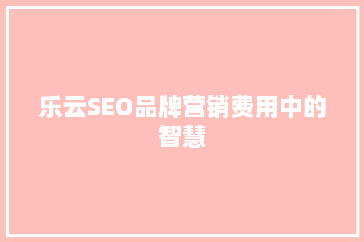 乐云SEO品牌营销费用中的智慧