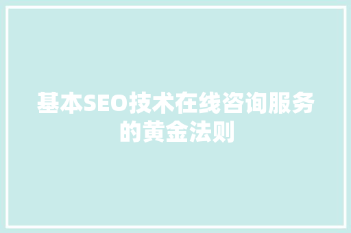 基本SEO技术在线咨询服务的黄金法则