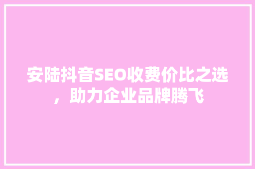 安陆抖音SEO收费价比之选，助力企业品牌腾飞