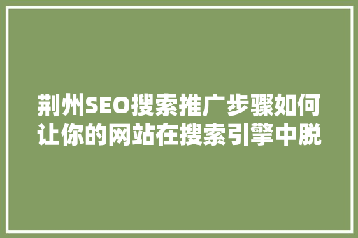 荆州SEO搜索推广步骤如何让你的网站在搜索引擎中脱颖而出