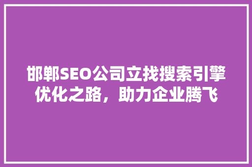 邯郸SEO公司立找搜索引擎优化之路，助力企业腾飞