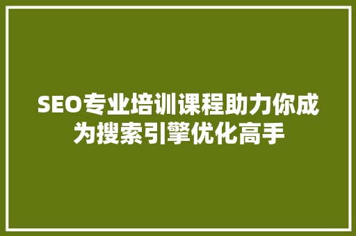 SEO专业培训课程助力你成为搜索引擎优化高手