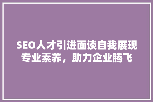 SEO人才引进面谈自我展现专业素养，助力企业腾飞