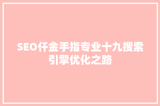 SEO仟金手指专业十九搜索引擎优化之路