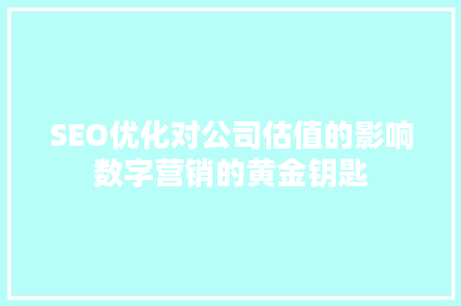 SEO优化对公司估值的影响数字营销的黄金钥匙