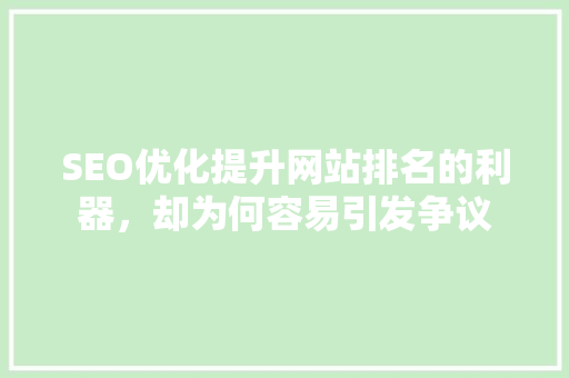 SEO优化提升网站排名的利器，却为何容易引发争议