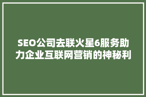 SEO公司去联火星6服务助力企业互联网营销的神秘利器