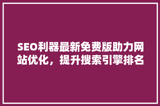 SEO利器最新免费版助力网站优化，提升搜索引擎排名