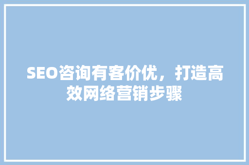 SEO咨询有客价优，打造高效网络营销步骤