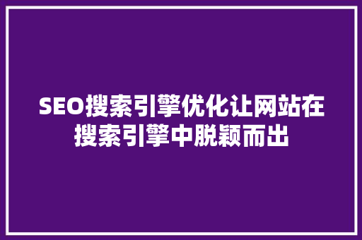 SEO搜索引擎优化让网站在搜索引擎中脱颖而出
