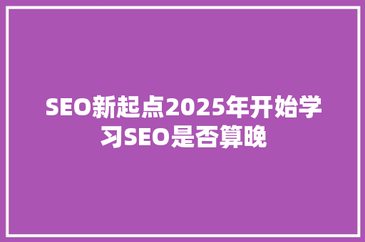 SEO新起点2025年开始学习SEO是否算晚