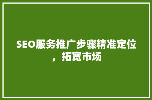SEO服务推广步骤精准定位，拓宽市场