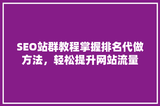 SEO站群教程掌握排名代做方法，轻松提升网站流量