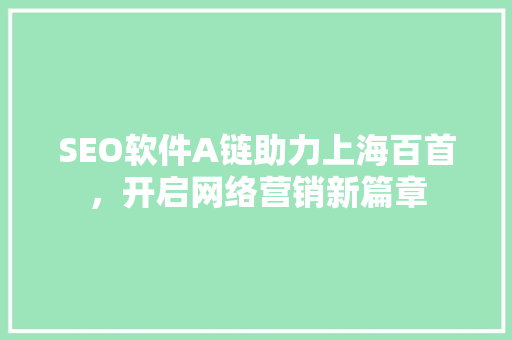 SEO软件A链助力上海百首，开启网络营销新篇章