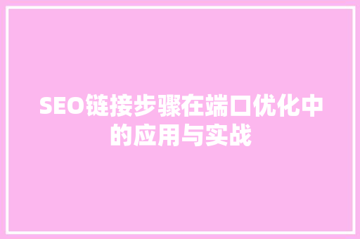 SEO链接步骤在端口优化中的应用与实战