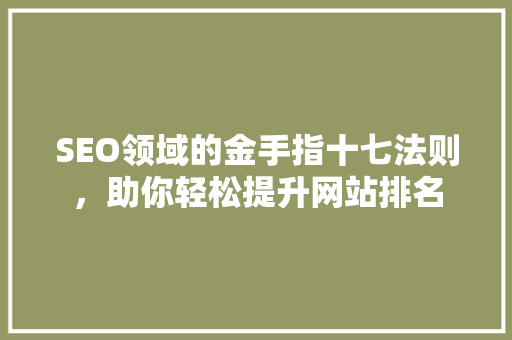 SEO领域的金手指十七法则，助你轻松提升网站排名