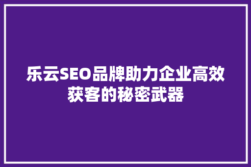 乐云SEO品牌助力企业高效获客的秘密武器