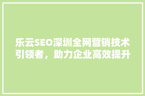 乐云SEO深圳全网营销技术引领者，助力企业高效提升网站排名