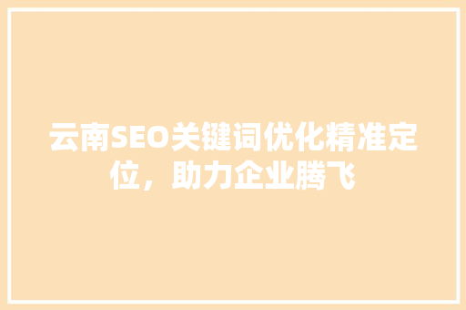 云南SEO关键词优化精准定位，助力企业腾飞