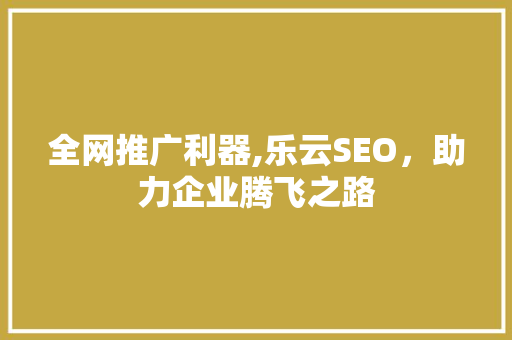 全网推广利器,乐云SEO，助力企业腾飞之路