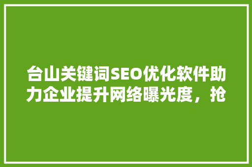 台山关键词SEO优化软件助力企业提升网络曝光度，抢占市场先机
