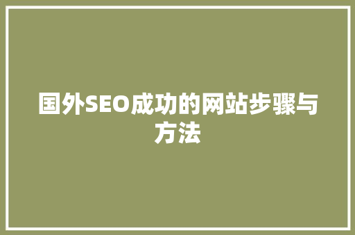 国外SEO成功的网站步骤与方法  第1张