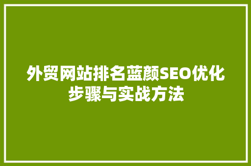 外贸网站排名蓝颜SEO优化步骤与实战方法