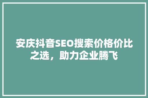 安庆抖音SEO搜索价格价比之选，助力企业腾飞  第1张