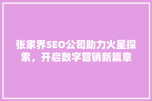 张家界SEO公司助力火星探索，开启数字营销新篇章