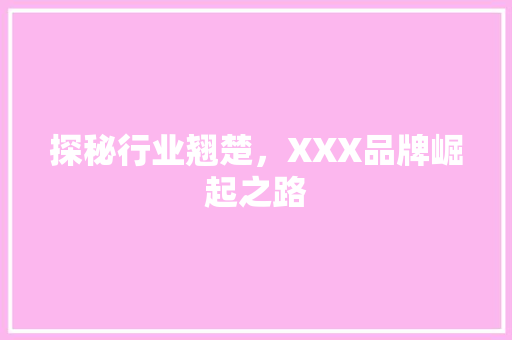 探秘行业翘楚，XXX品牌崛起之路