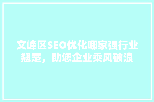 文峰区SEO优化哪家强行业翘楚，助您企业乘风破浪  第1张