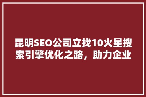 昆明SEO公司立找10火星搜索引擎优化之路，助力企业腾飞