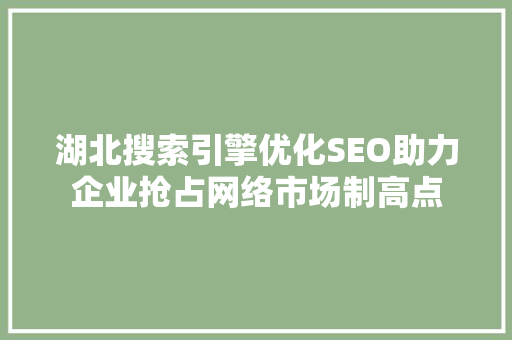 湖北搜索引擎优化SEO助力企业抢占网络市场制高点